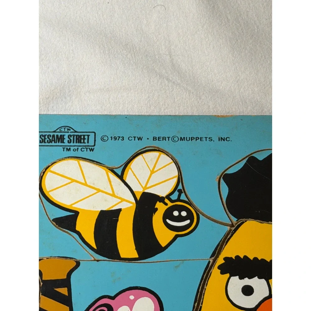Vintage 1973 Sesame Street Playskool Bert B Puzzle 11 Piece Wood Tray 315-2